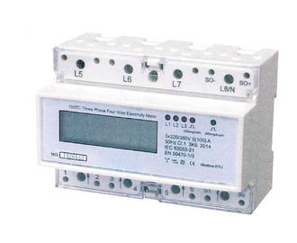 Three Phase Four Wires Din Rail KWH Meter Active Energy With LCD Display